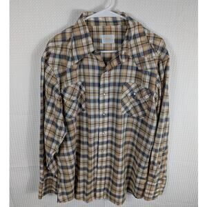 Big Mac JC Penney Vintage Plaid Pearl Snap Shirt Mens 2XL Long Sleeve Western